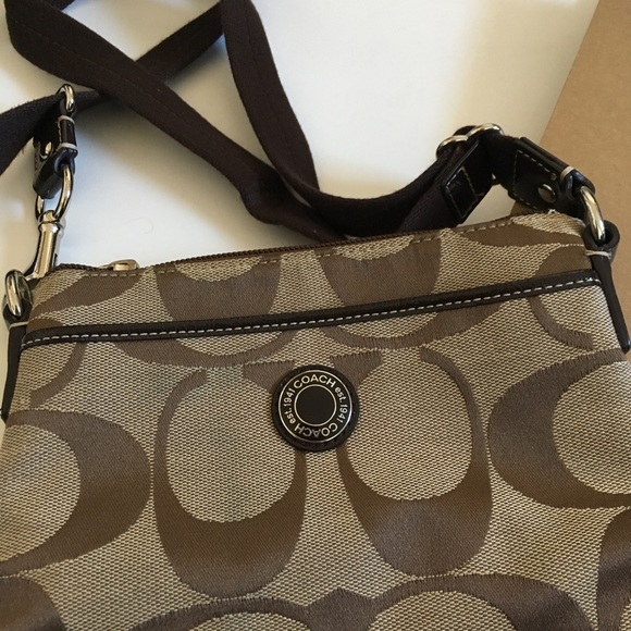 Coach Signature Stripe Swingpack Crossbody Brown - Picture 3 of 7